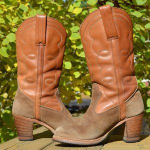 Dexter Western boots, rough out style, stacked heel, size 6.5